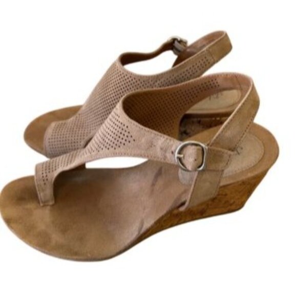 Style & Co Size 7 Maddyson Woman’s Cork Wedge Sling Back Sandal Lt Taupe - Picture 5 of 14